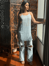 Icy Blue Summer Sorbet Chikankari Short Kurta